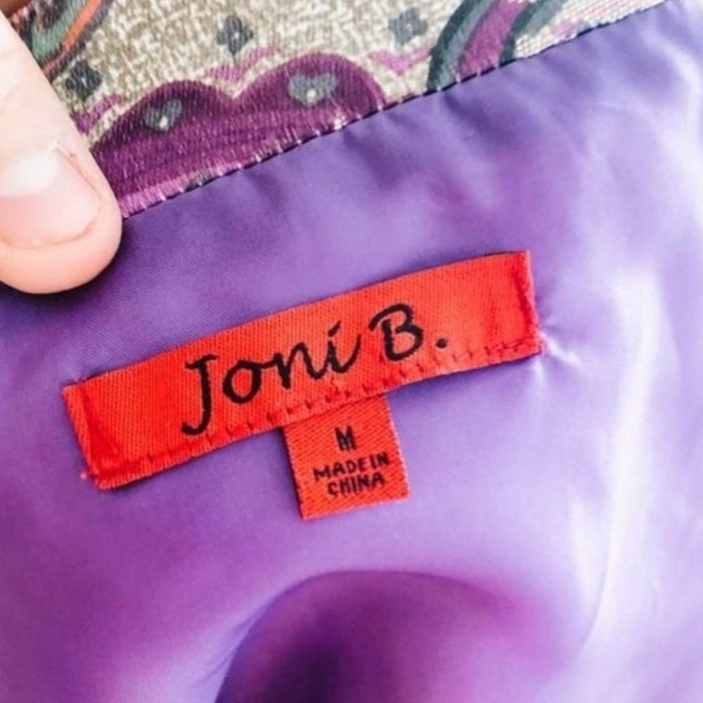 Joni B. Womens Paisley Tapestry Military Style Open Front‎ Jacket Purple Gold M - Picture 3 of 7